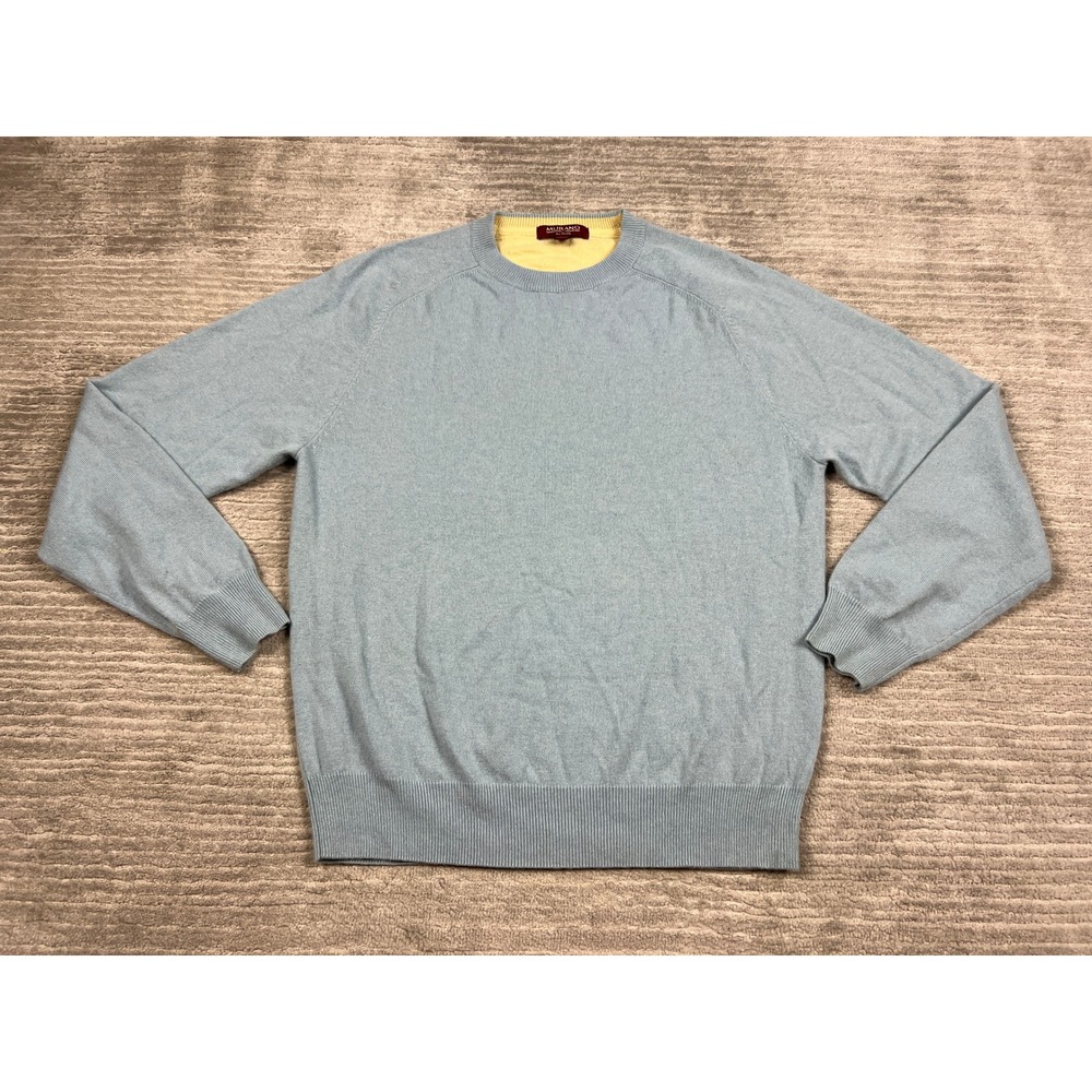 Murano by Raffi Sweater Mens L Blue 100% Wool Crewneck Raglan Made in Australia
